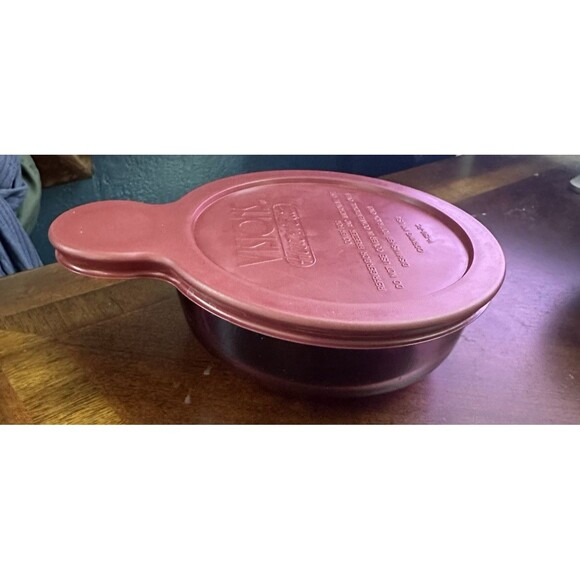 Vision Vintage Corning Cranberry HEAT & EAT  V-150-B With Lid V-150-PC 5 inches - Picture 1 of 11